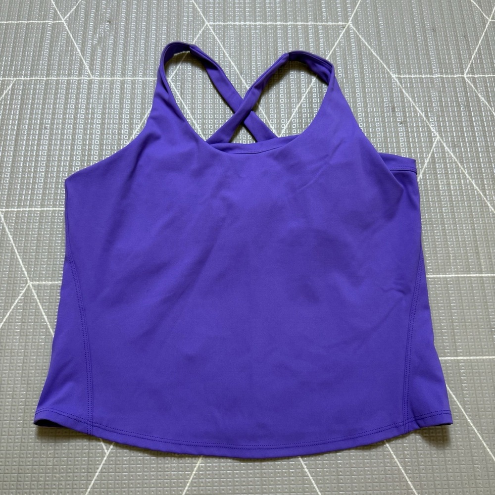 SPANX Get Moving Contour Crossback Shelf Tank M Purple Lilac Gym Training
